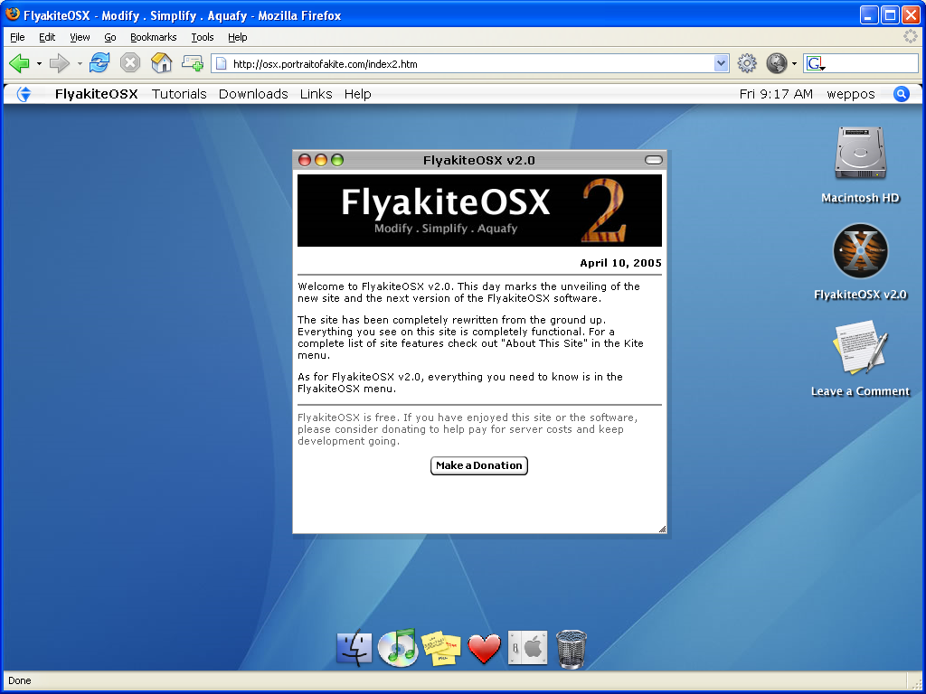 Interfaccia di FlyakiteOSX