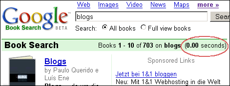 Google Book Search returns results in 0 seconds