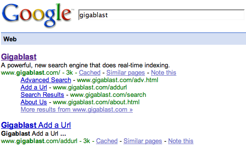 Google e Gigablast