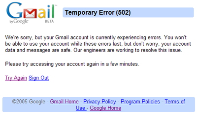 Gmail Temporary Error (502)